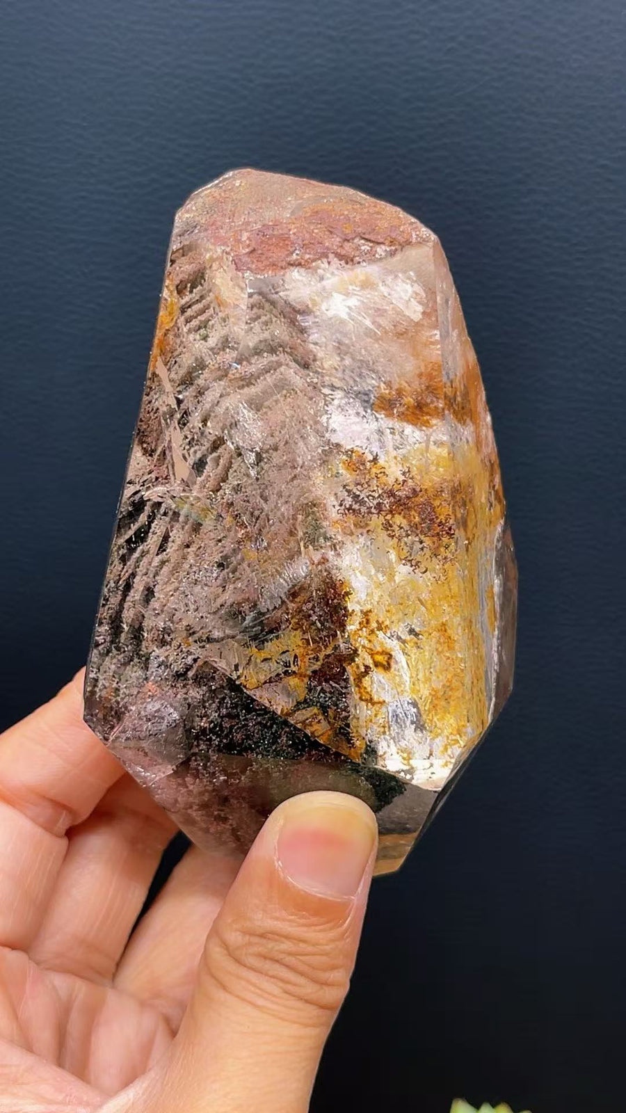 5A  270G  Red ahd  Garden phantom Quartz Lrregular Ornaments