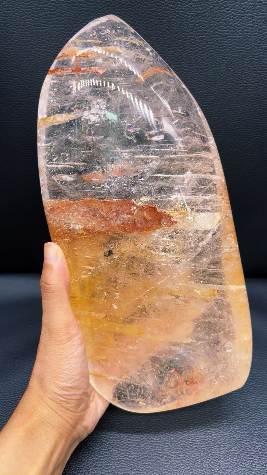 5A 3030G   Red & Yellow Phantom Flower Large Crystal Ornament