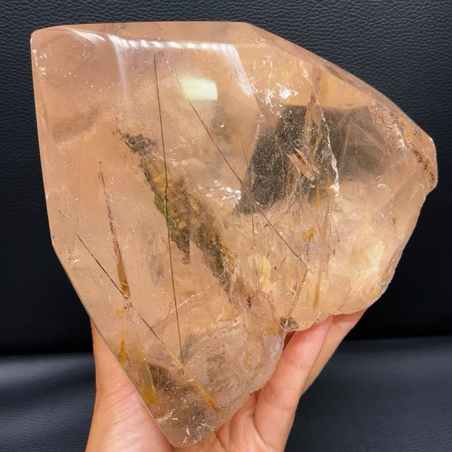 5A 3100G  Lrregular Large Garden Quartz and  Black Rutilated Quartz