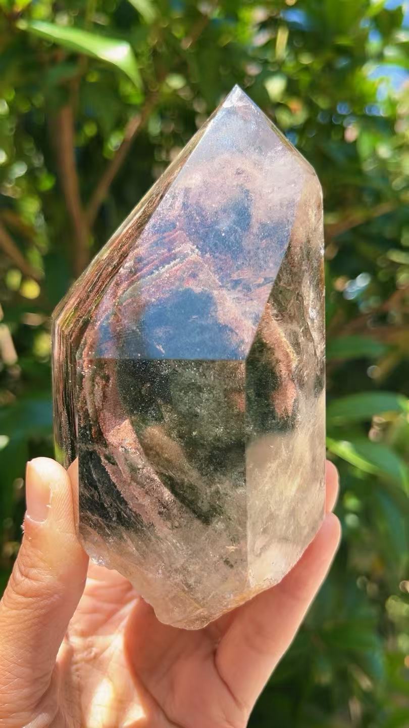 5A  810G  Red ahd  Garden phantom Quartz Lrregular Ornaments