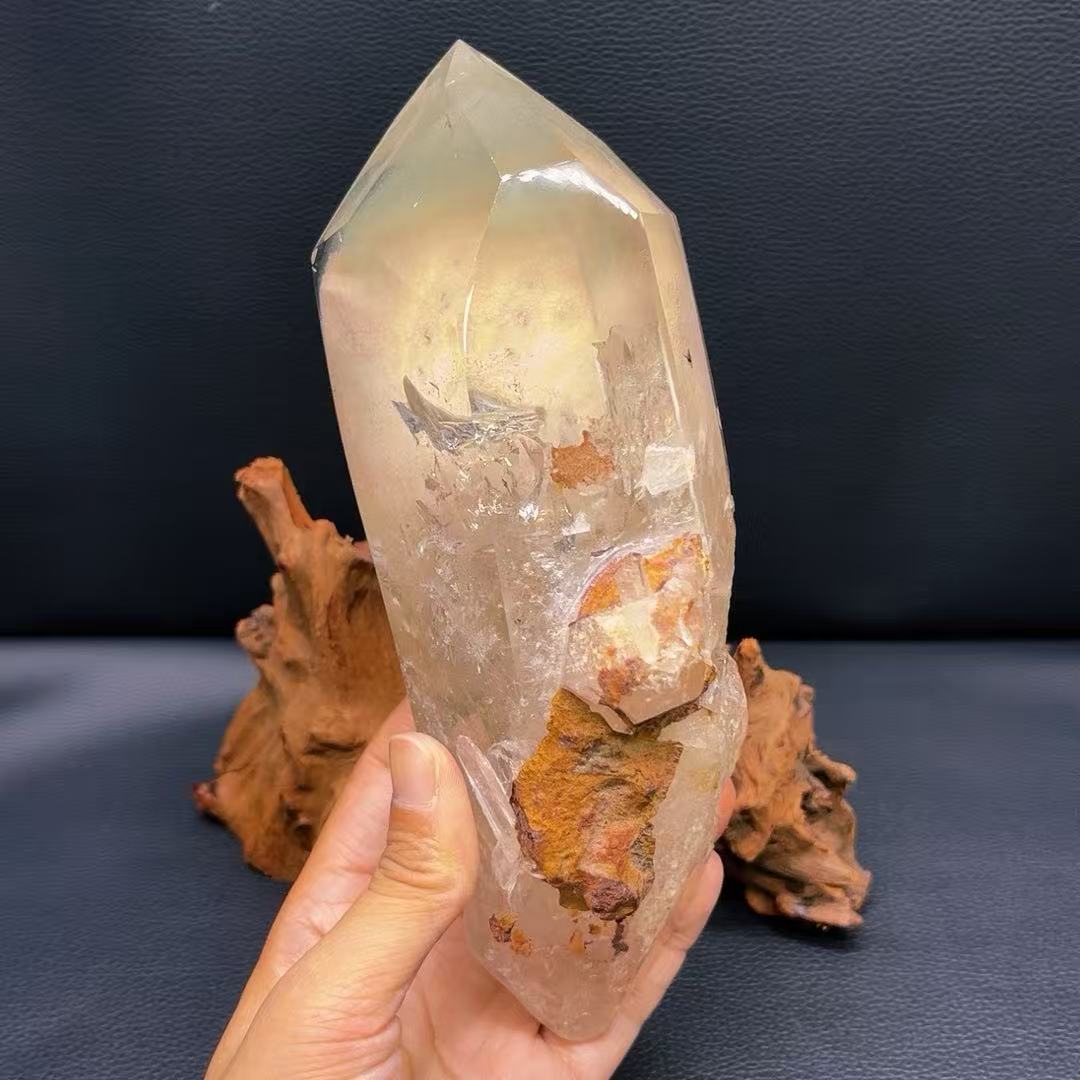 5A 1240G  Green Phantom Hidden Landscape Crystal Pillar