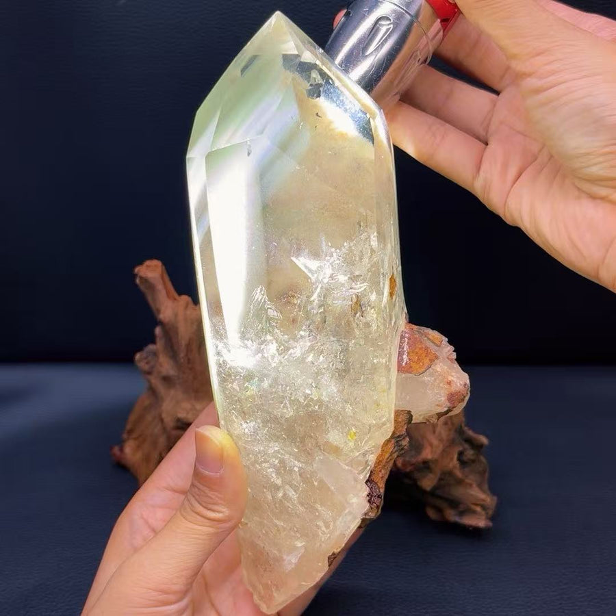 5A 1240G  Green Phantom Hidden Landscape Crystal Pillar