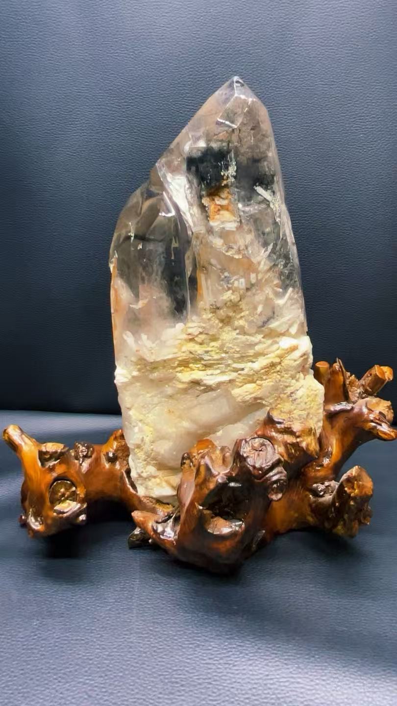 5A  2250G  Black Rutilated Quartz  Clear Quartz Ornament