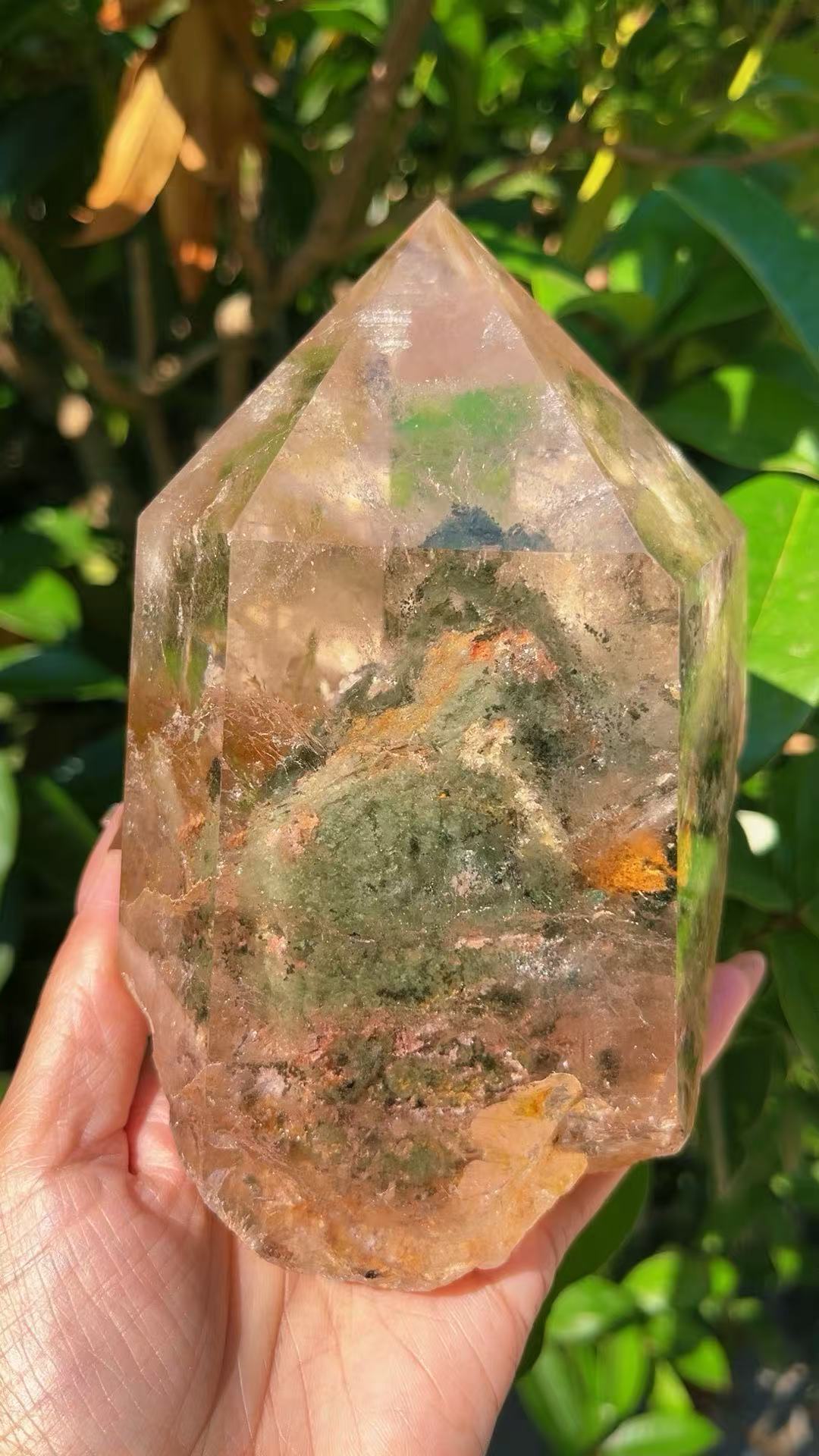 5A  1400G  Natural icy clear phantom quartz ornament