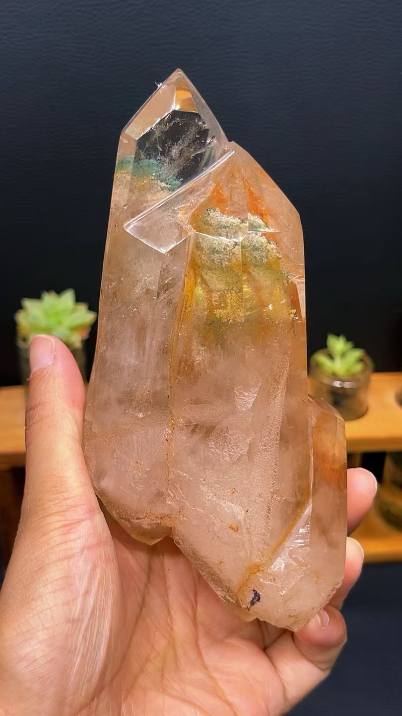 5A 1160G   Green Quartz Golden healer  Crystal Cluster