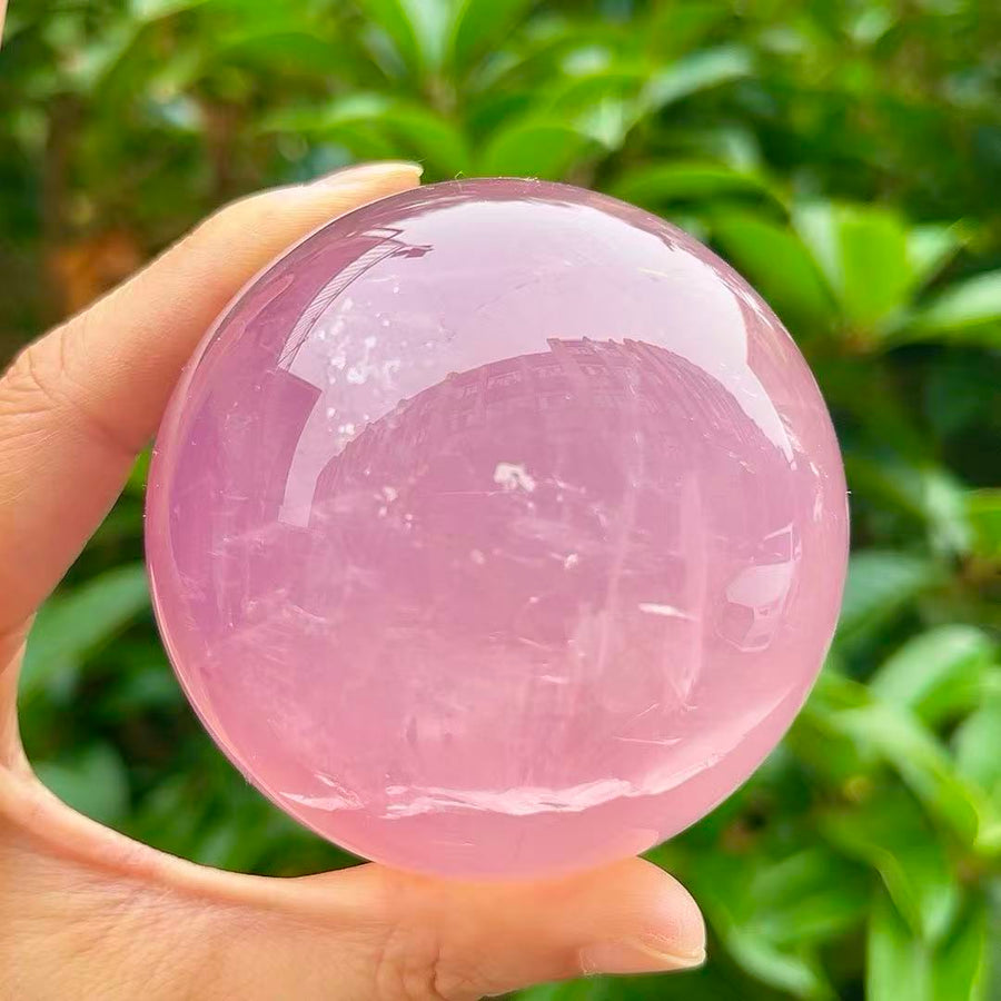 5A 400G  Delicate Glittery Pink Crystal Sphere