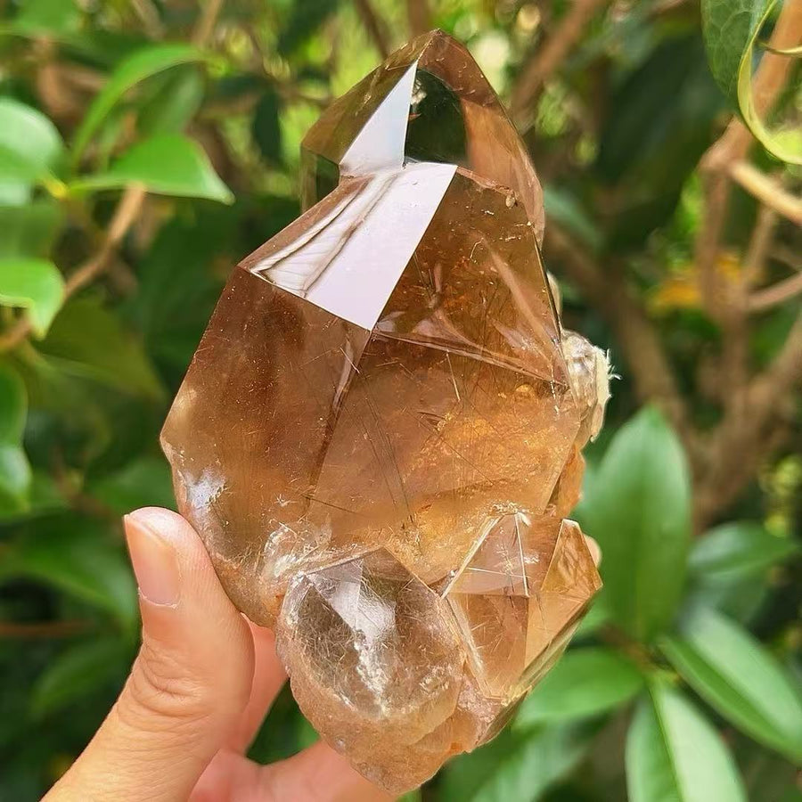 5A 650G   Black Rutilated & Smoky Quartz Cluster Ornament