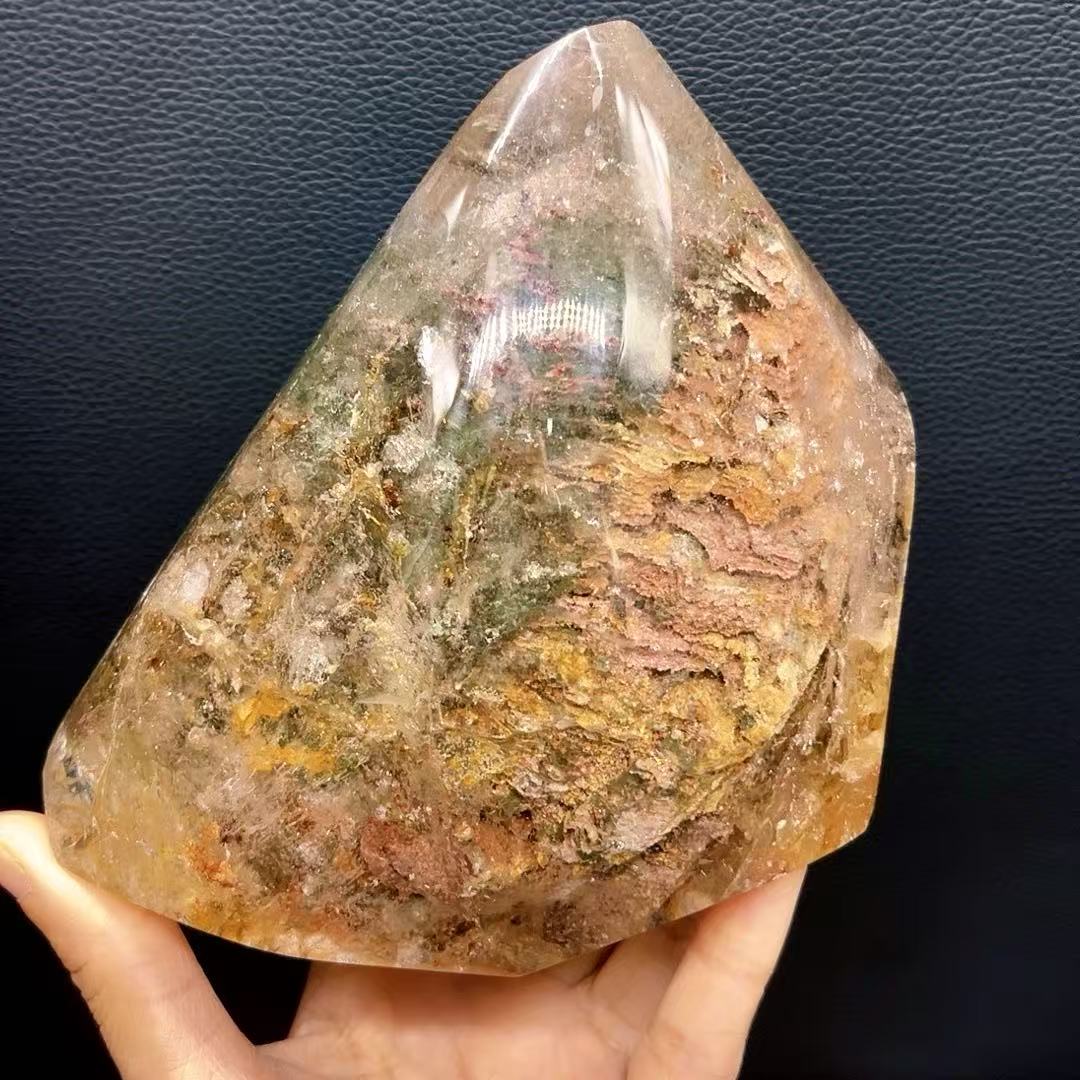 5A1500G  Irregular Multicolor Phantom Quartz Ornament