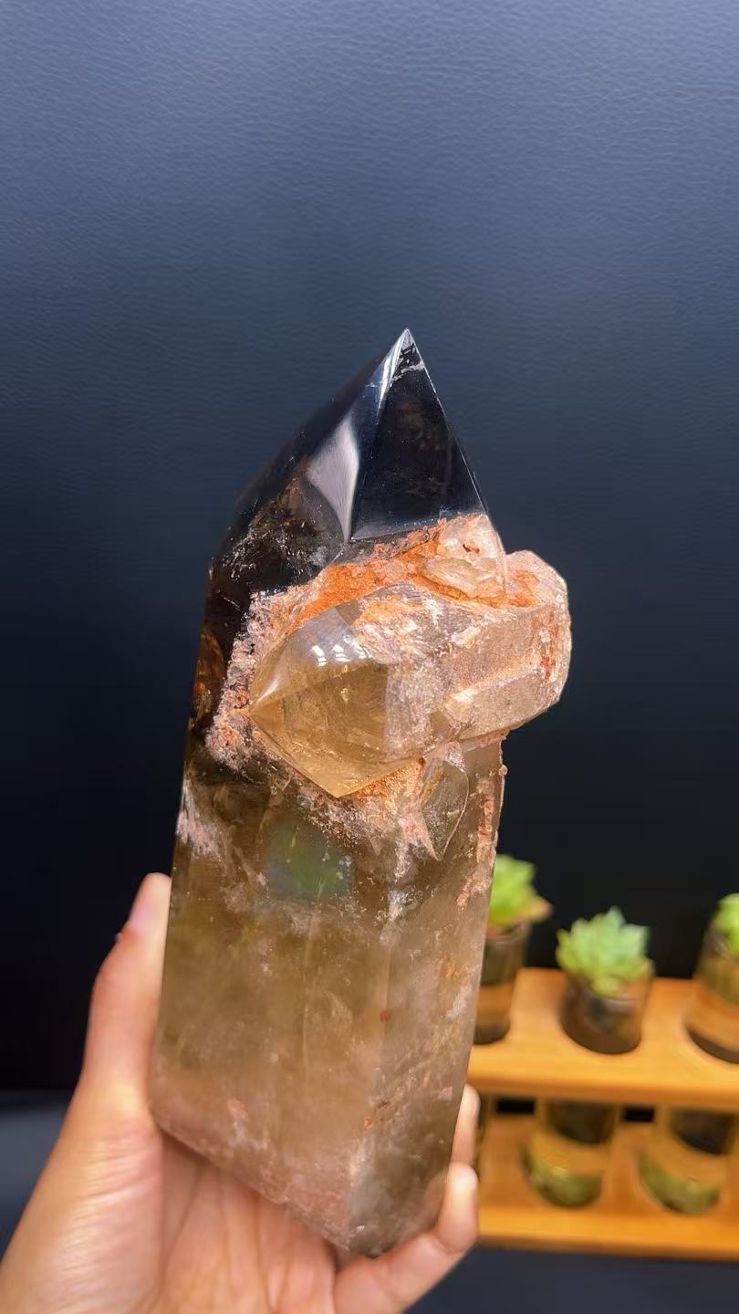 5A 2320G  Rainbow Citrine Large Pillar Ornament