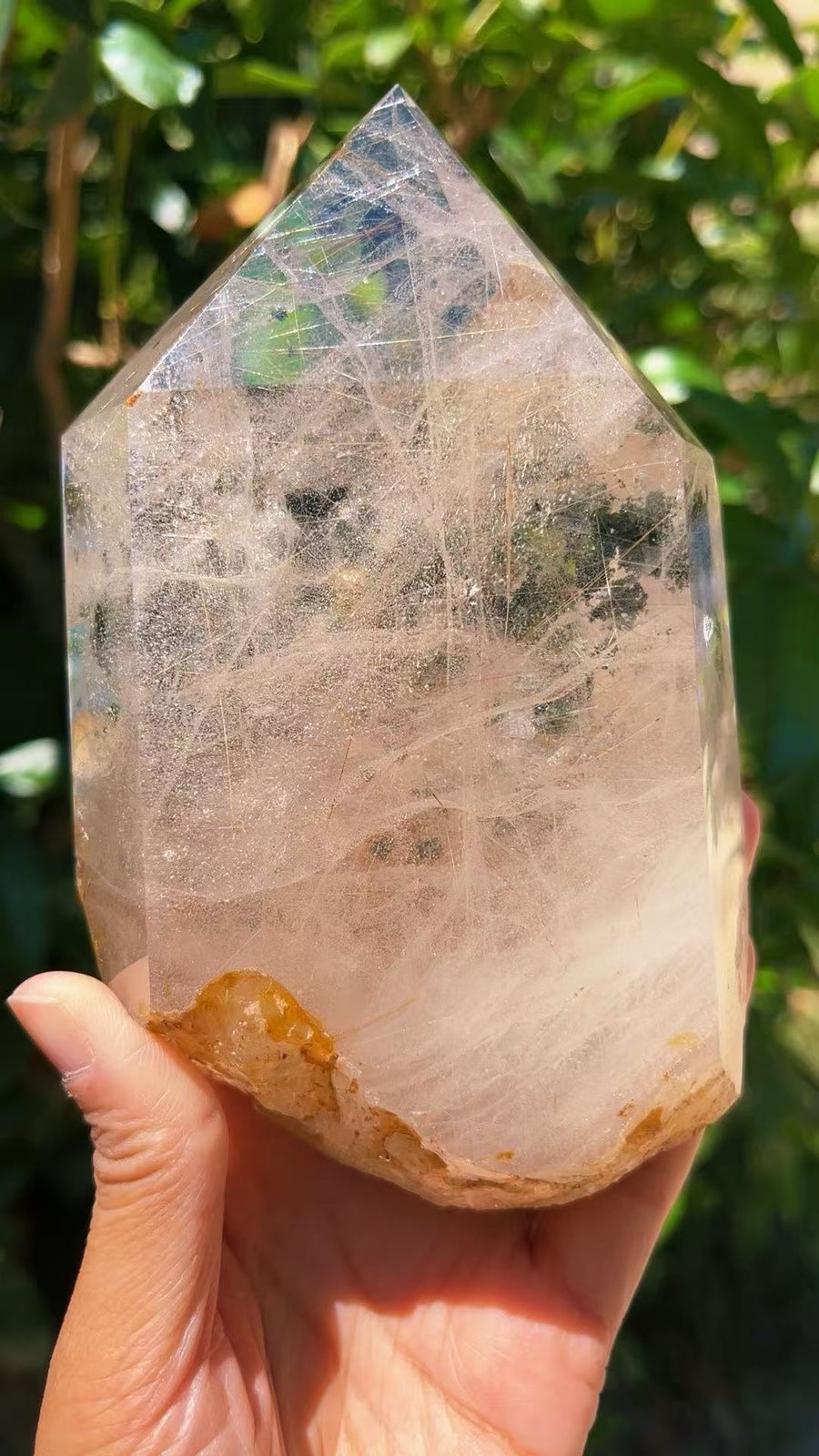 5A 1090G   Garden Quartz  and  White  Rutile  Crystal Column
