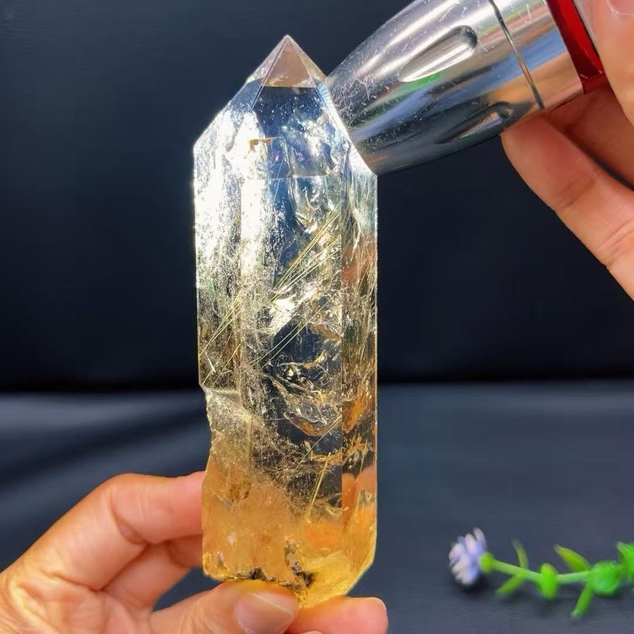 5A 350G   Rutilated Quartz & Citrine Crystal Pillar