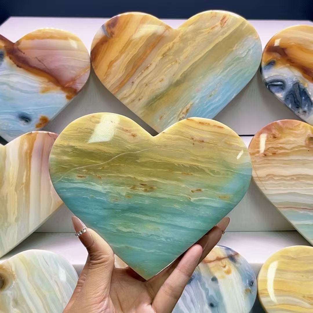 5A 550G  Caribbean Blue Calcite Heart