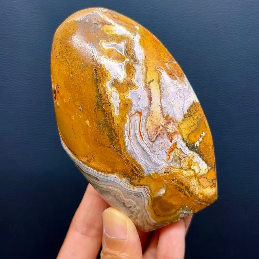 5A500G Natural mexico agate crazy banding Silk Agate freeform