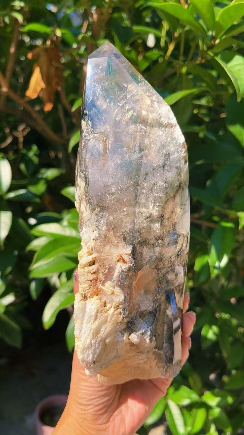 5A  2250G  Black Rutilated Quartz  Clear Quartz Ornament
