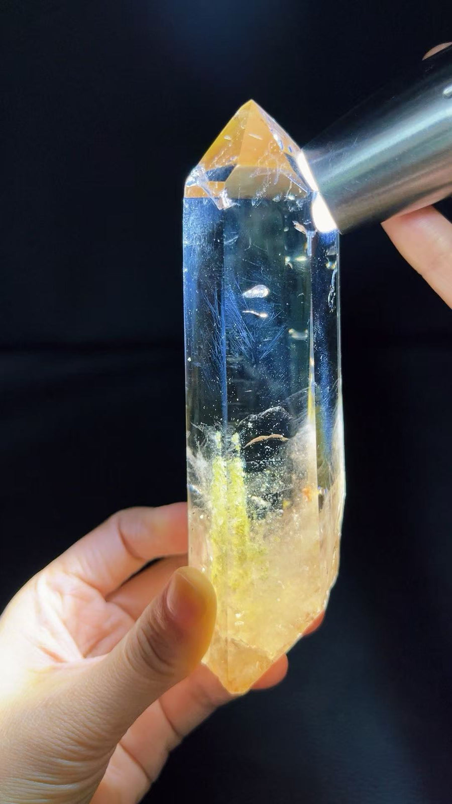 5A 360G Natural  Smoky Quartz Blue needle inside Energy Attract Wealth