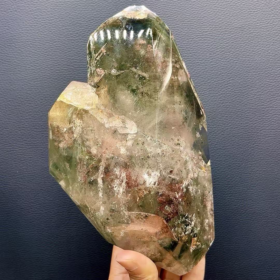 5A 1820G   Multi-color Phantom Quartz Crystal Point Ornament