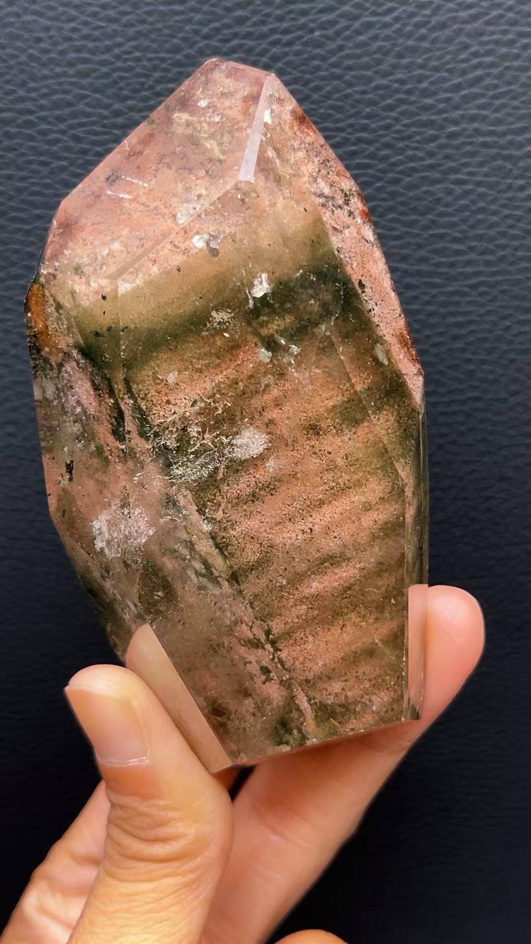 5A  270G  Red ahd  Garden phantom Quartz Lrregular Ornaments