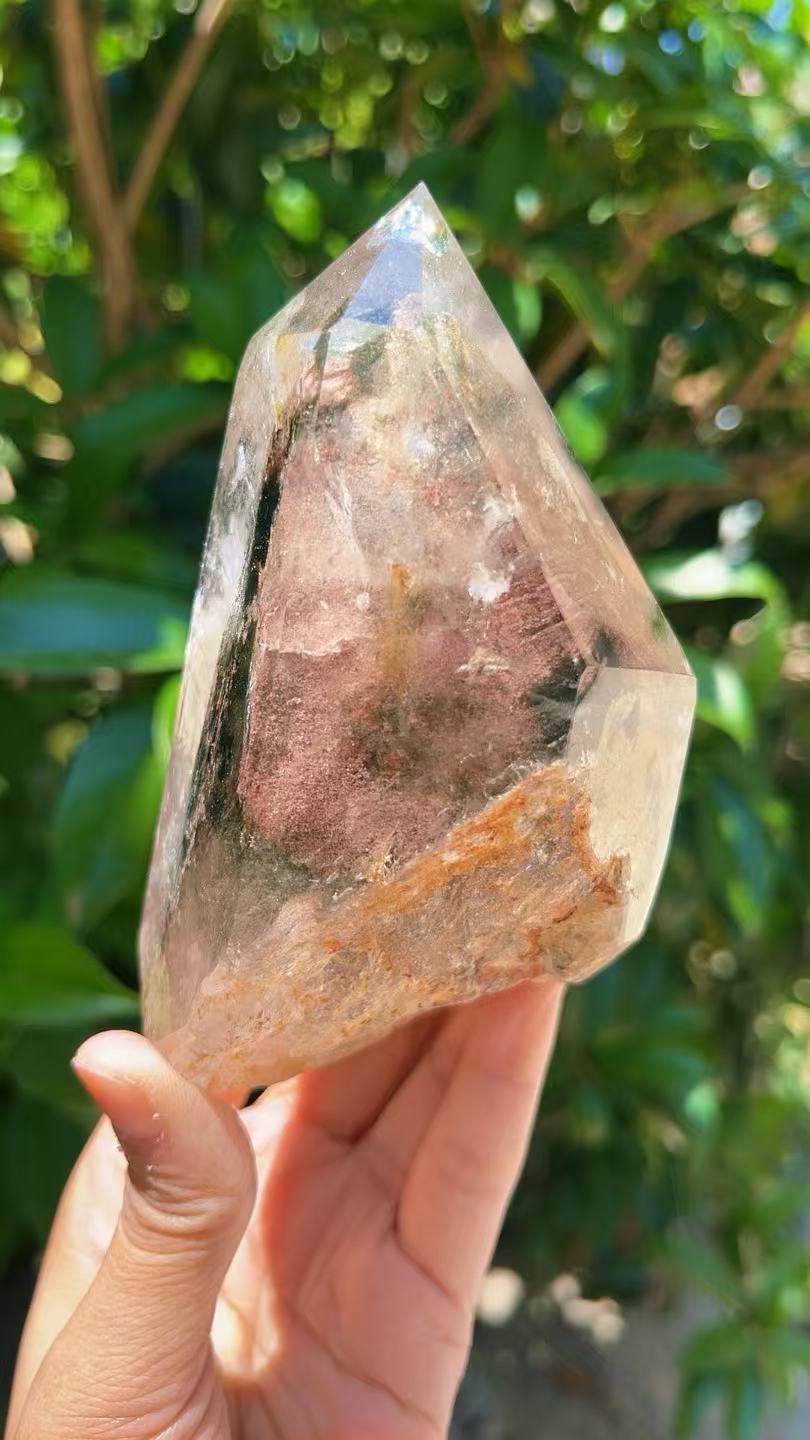 5A  810G  Red ahd  Garden phantom Quartz Lrregular Ornaments