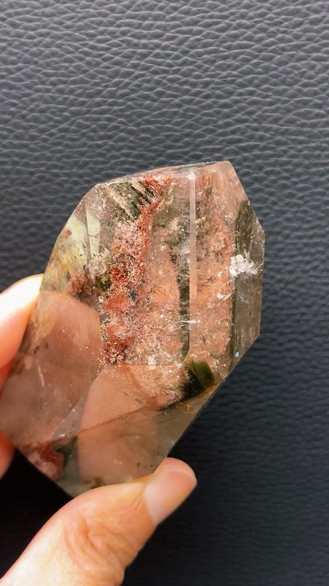 5A  270G  Red ahd  Garden phantom Quartz Lrregular Ornaments