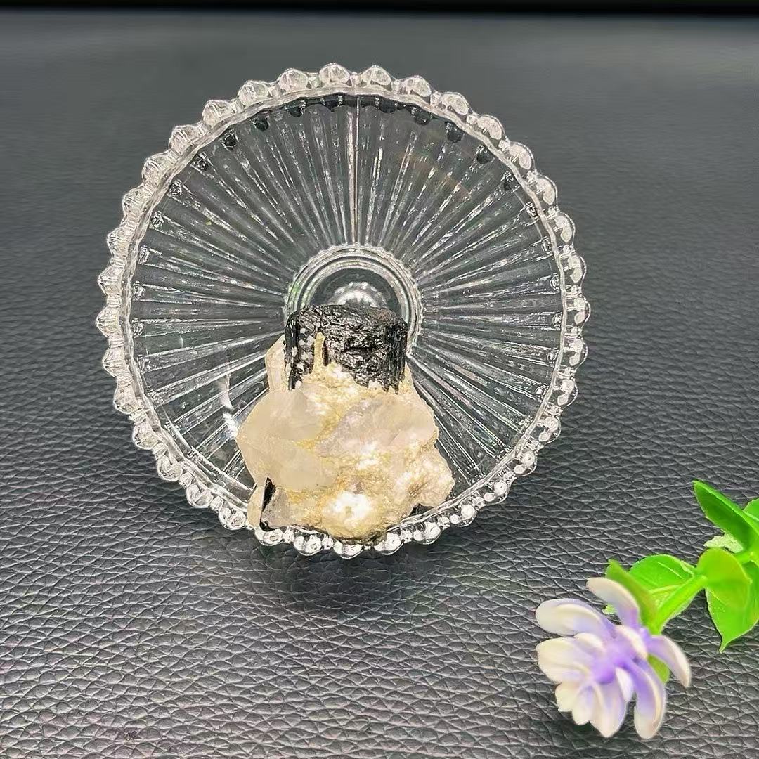 5A30G  High-grade black tourmaline & white quartz intergrowth