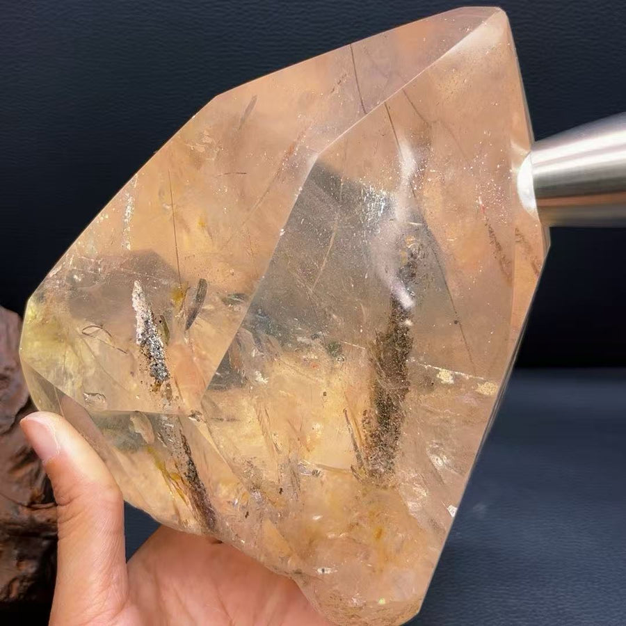 5A 3100G  Lrregular Large Garden Quartz and  Black Rutilated Quartz