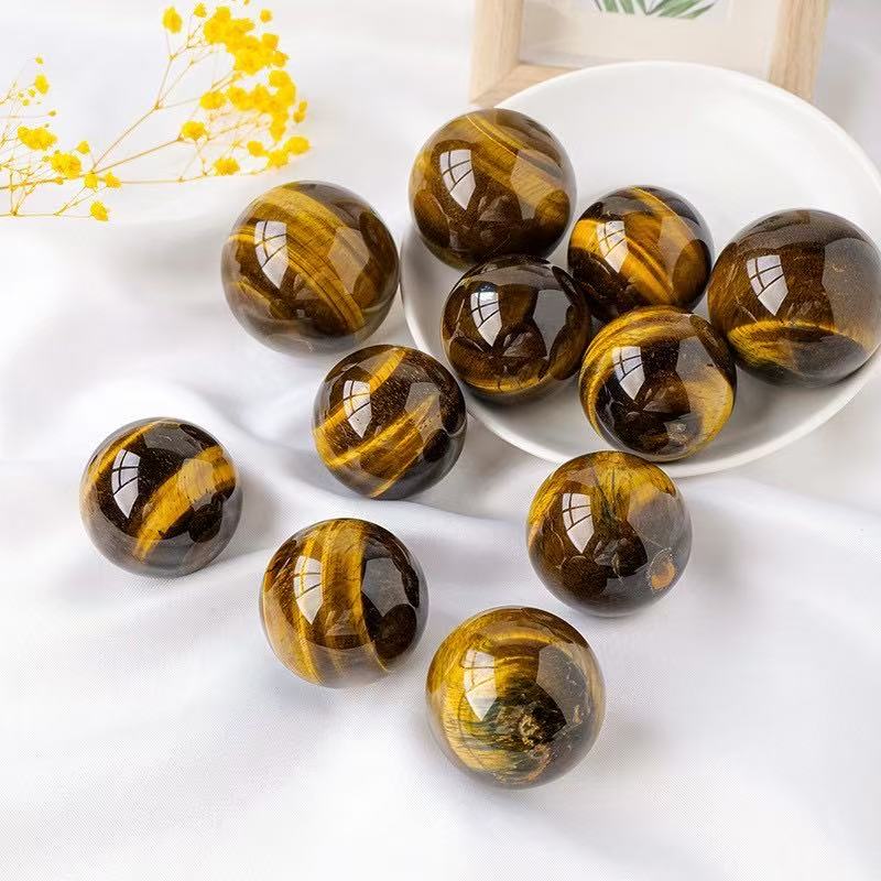 Natural yellow tiger eye sphere smooth round healing stone gemstone wholesale