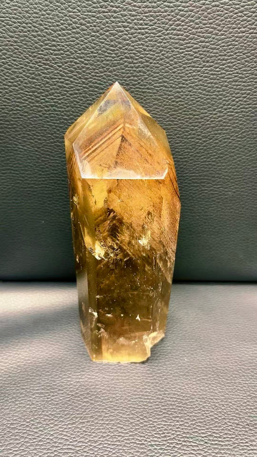 5A 470G  Natural Hidden Mountain Green Phantom Quartz Column Ornament
