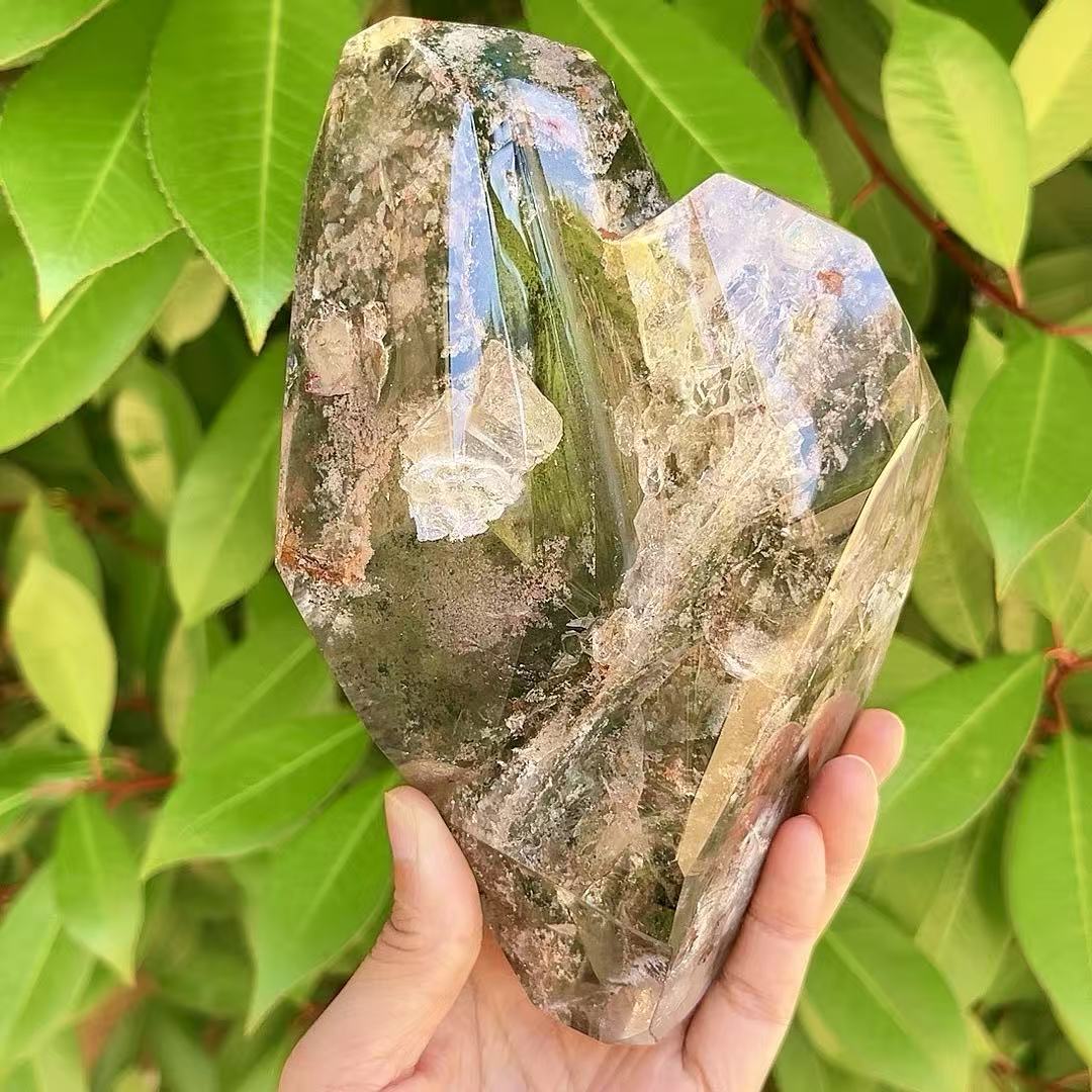5A 1820G   Multi-color Phantom Quartz Crystal Point Ornament