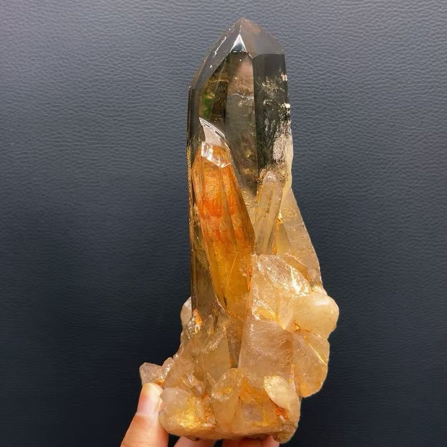 5A 1100G   Natural Citrine Phantom Quartz  Cluster