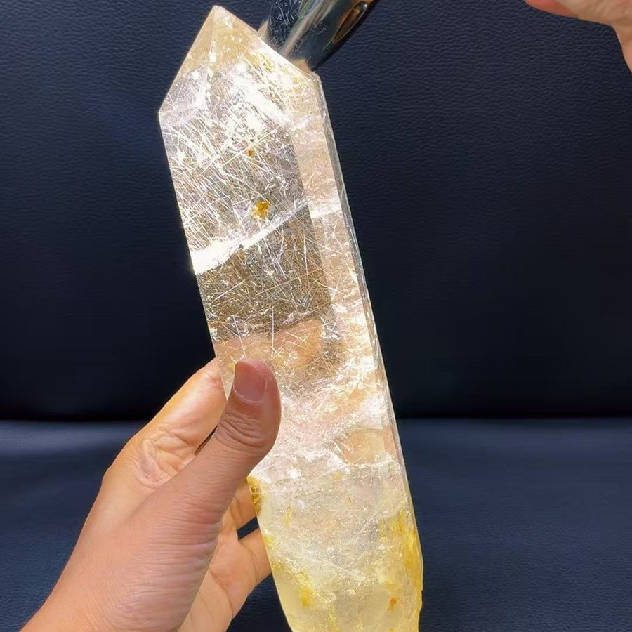 5A  2320G    Sparkling Rutilated Quartz Crystal Pillar Ornament