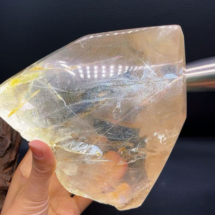 5A 3100G  Lrregular Large Garden Quartz and  Black Rutilated Quartz