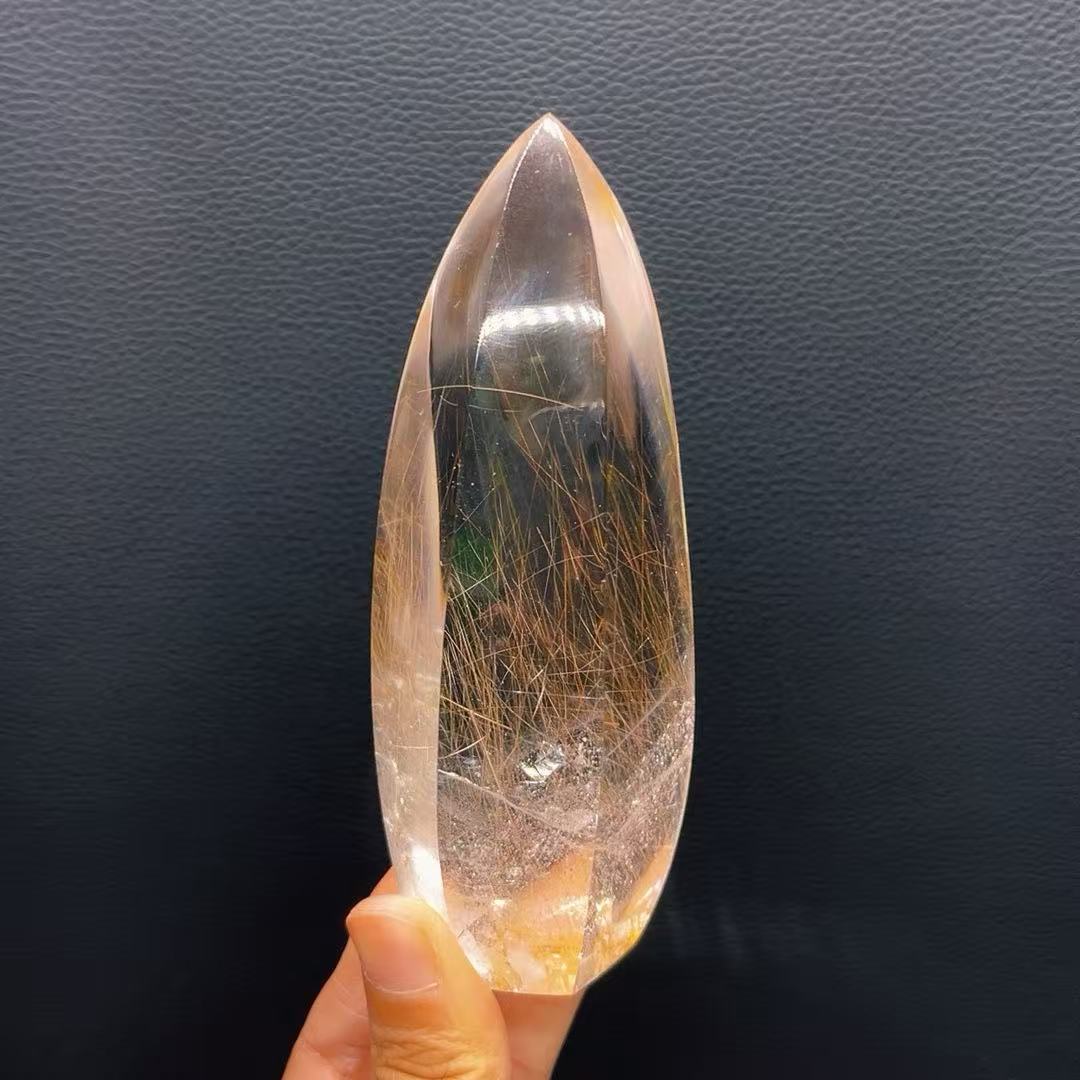 5A320G   Super Clear Rutilated Quartz Column Ornament