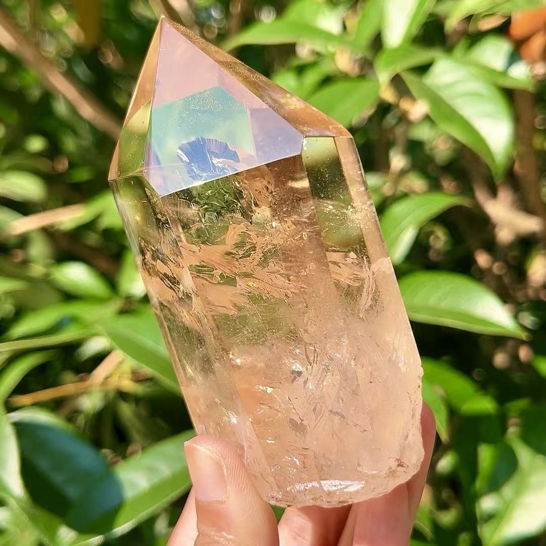 5A 580G  Super Clear Flashy Smoky Quartz Crystal Point Decor