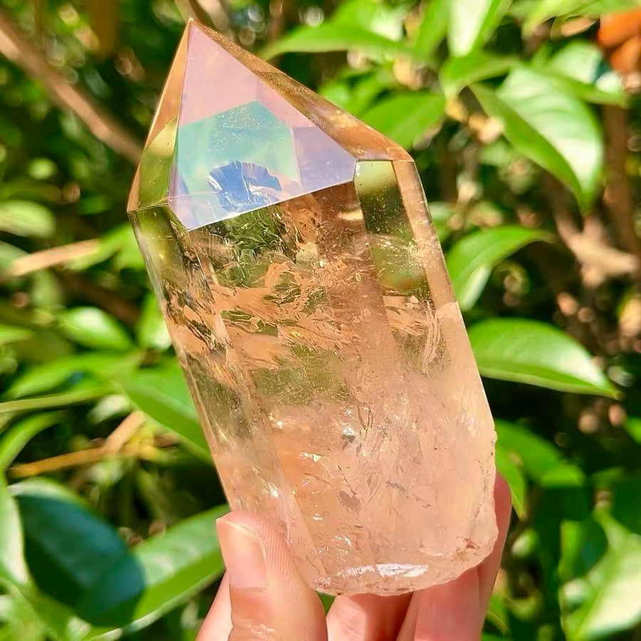 5A 580G  Super Clear Flashy Smoky Quartz Crystal Point Decor