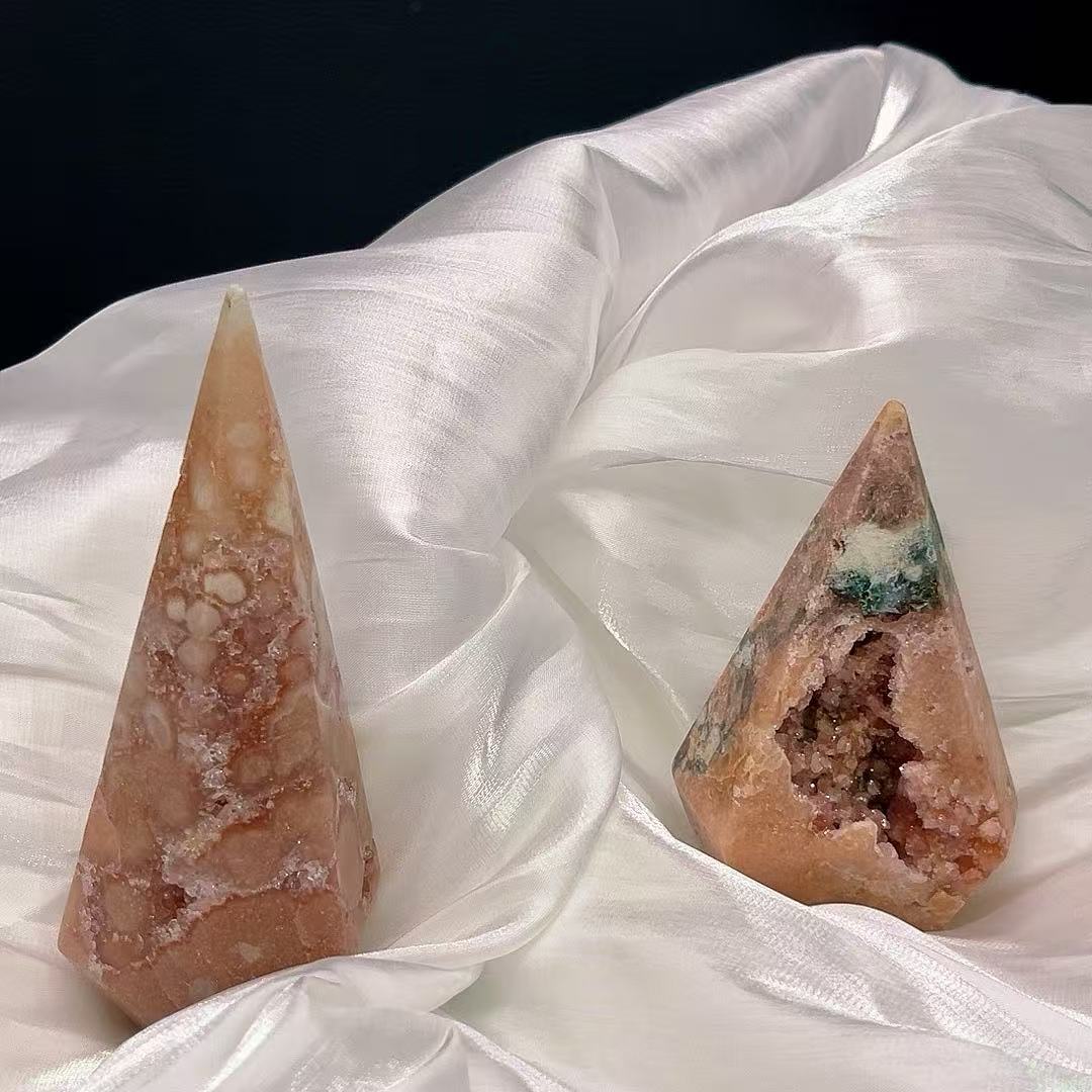 5A140G  Exquisite Cherry Blossom Agate Diamond Column