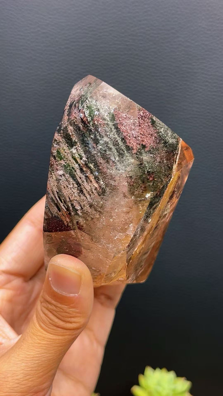 5A  270G  Red ahd  Garden phantom Quartz Lrregular Ornaments