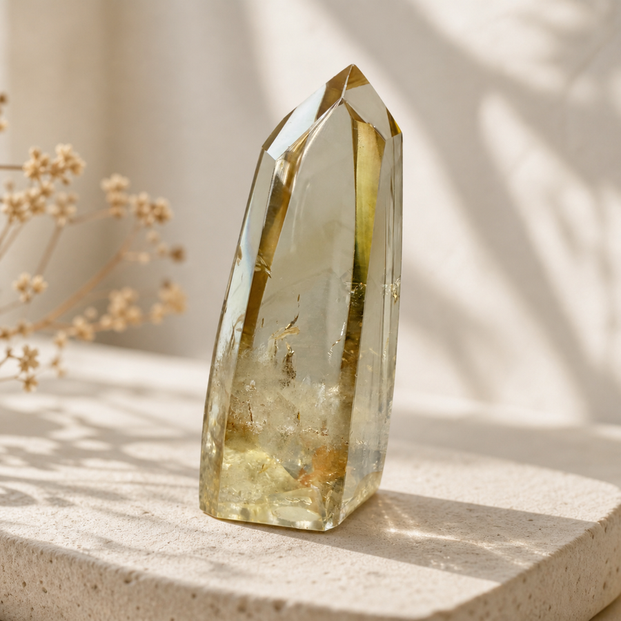 5A 360G AAA+ Natural PHANTOM mountain citrine tower Quartz Blue needle inside Energy Attract Wealth