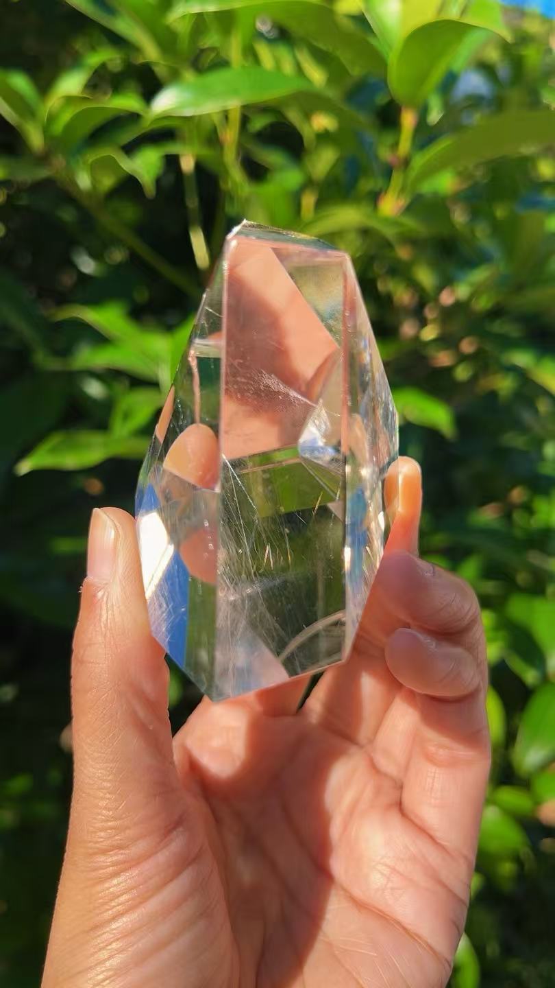 5A 250G Natural transparent White Rutilated clear Quartz lrregular Ornament freeform
