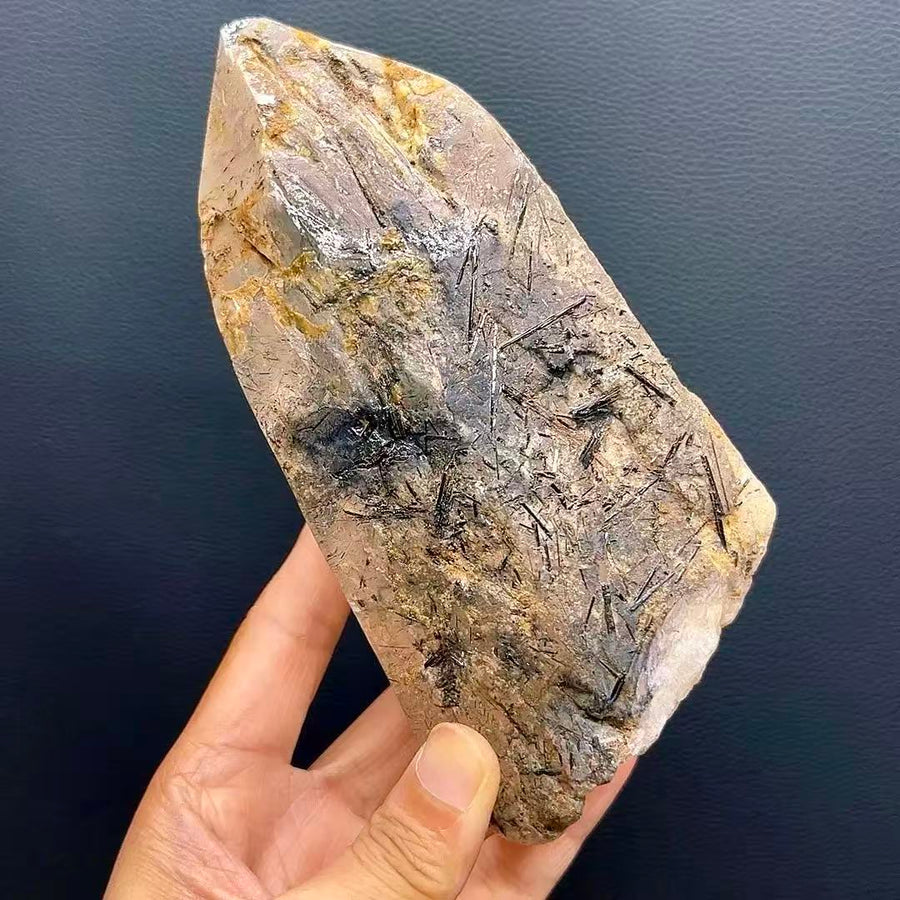 5A1330G   Sparkling Iridescent Black Tourmaline Quartz Wand Ornament