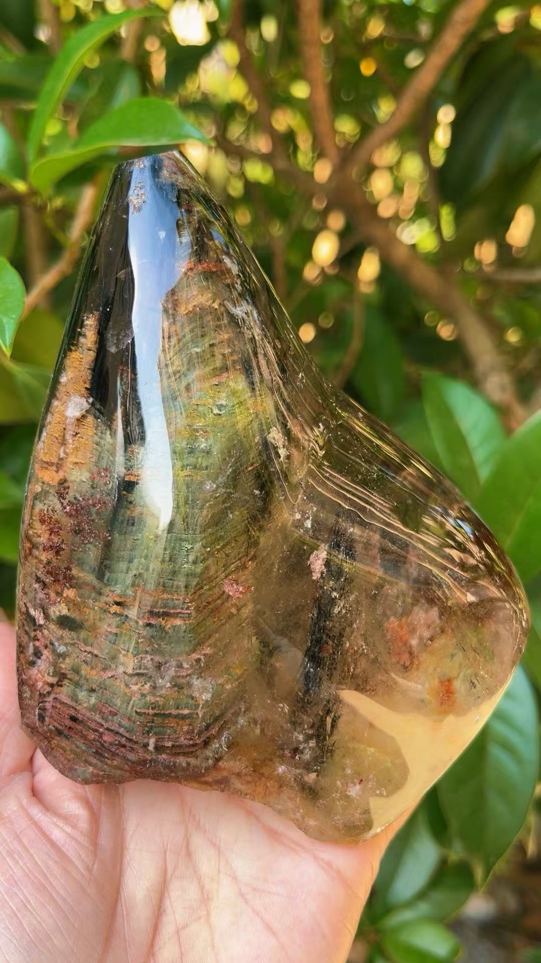 5A  1740G  Natural icy clear phantom quartz ornament high clarity and perfect texture