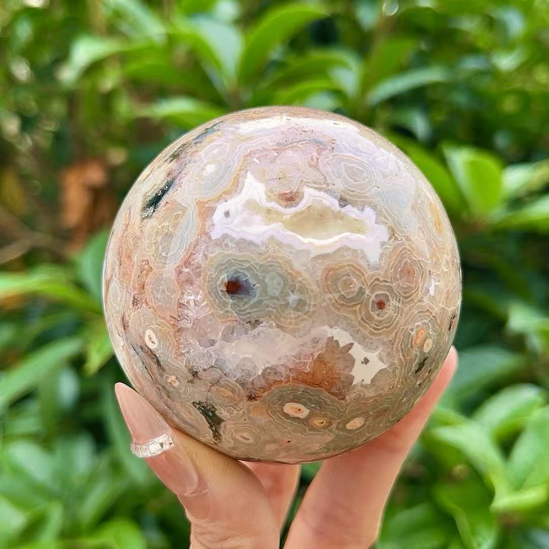 5A300G   Vivid Veined Eight-gen Ocean Jasper Orb