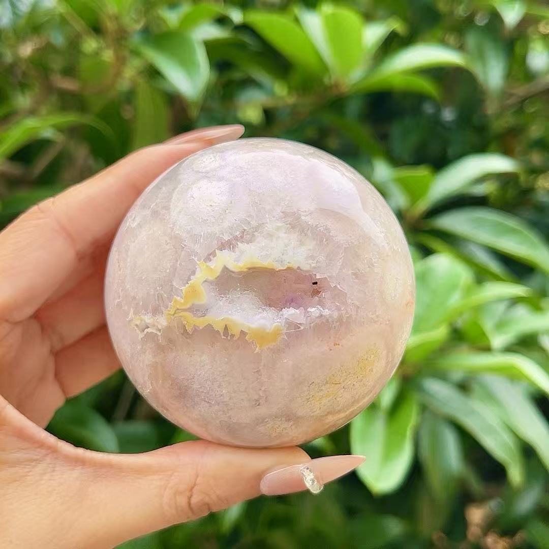 5A 400G  Cherry Blossom Agate Sphere