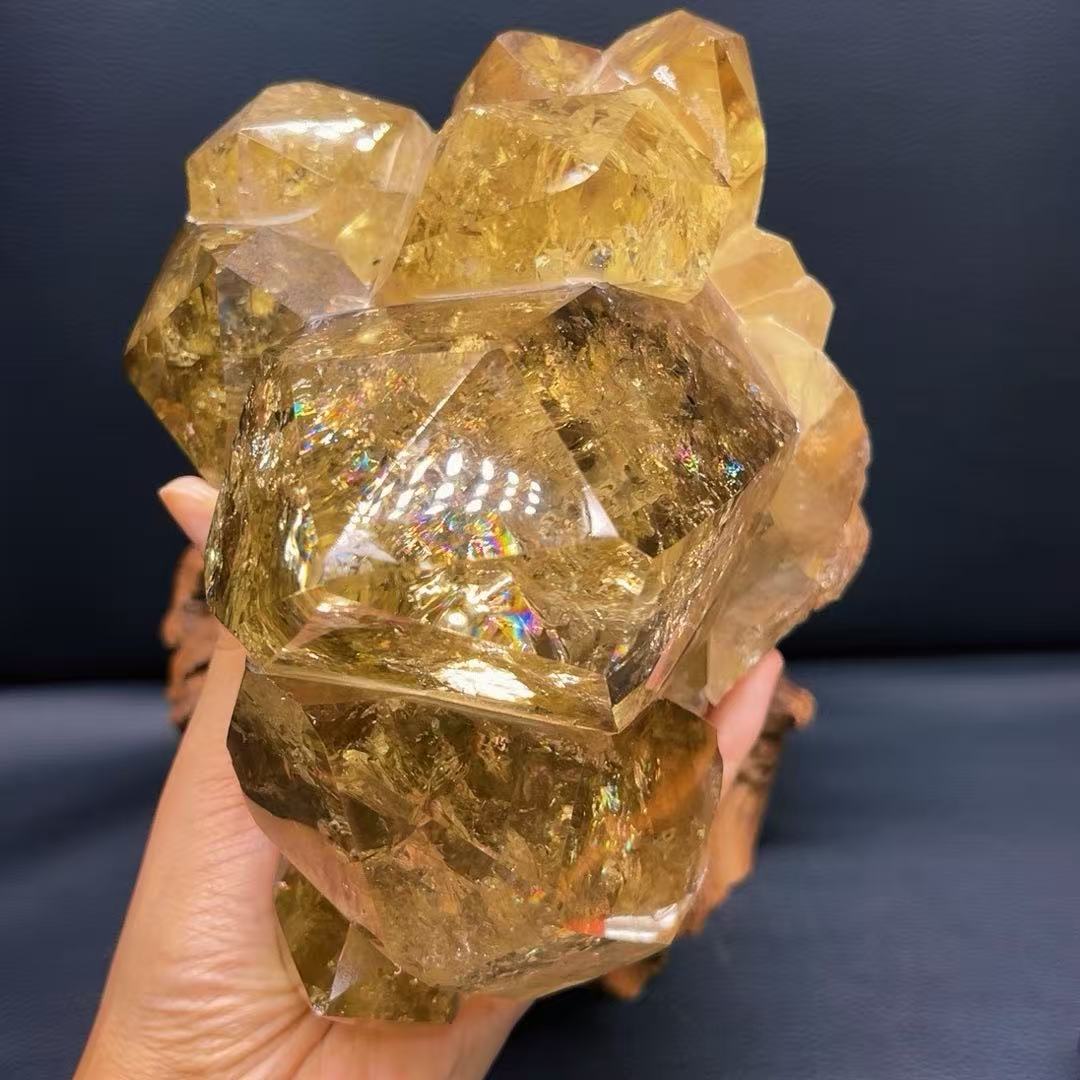 5A 3270G  Sparkling Citrine Cluster Large Ornament