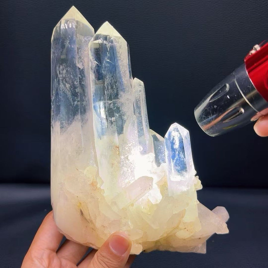 5A 1020G   Natural  High-Clarity Blue needle clear  Quartz  Cluster