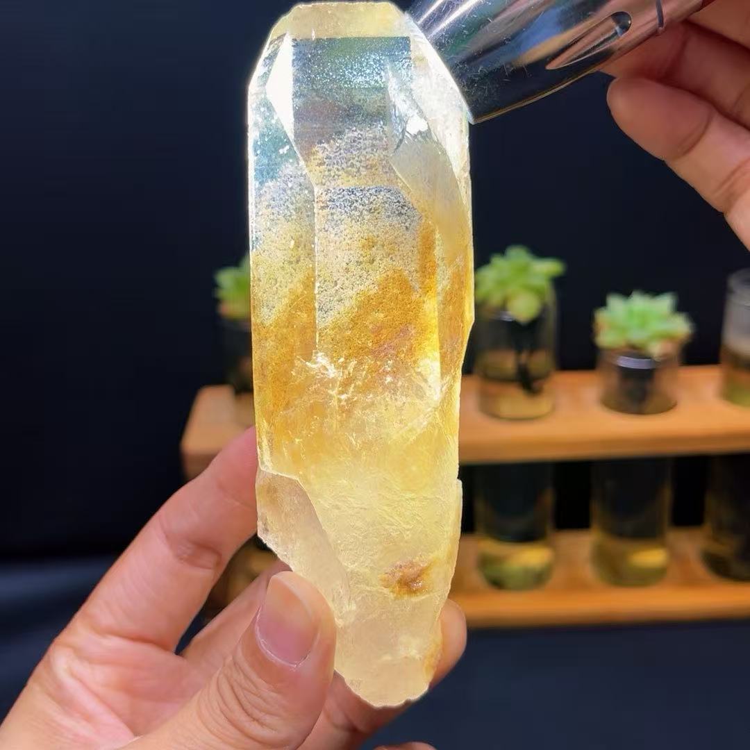 5A 240G  Himalayan White Phantom & Yellow Phantom Crystal Pillars