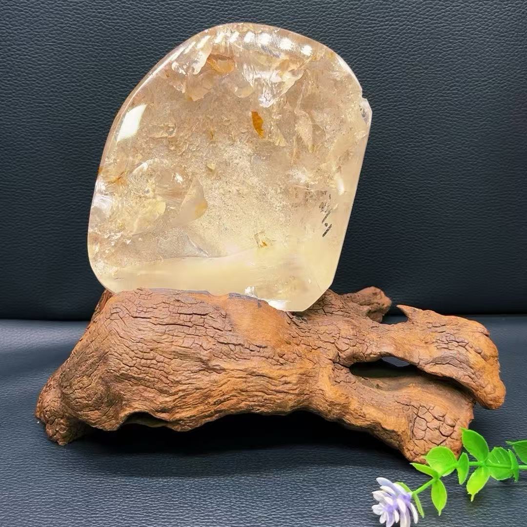 5A 1800G   Sparkling Clear Quartz Gum Flower Irregular Ornament