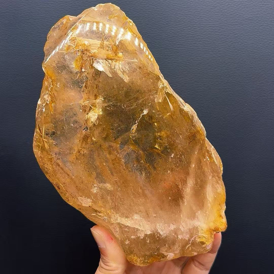 5A1420G  Warm Golden Citrine Decor with Natural White Tourmaline & Rainbow Sheen
