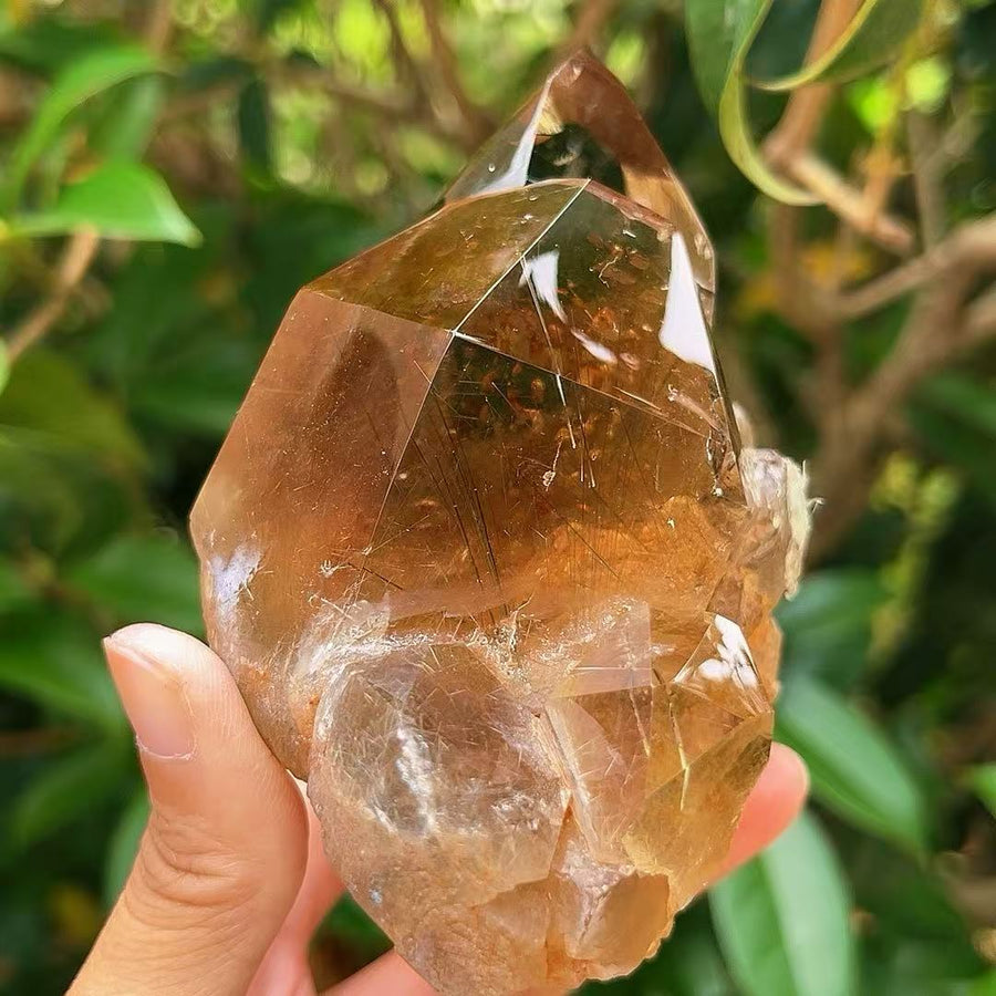 5A 650G   Black Rutilated & Smoky Quartz Cluster Ornament