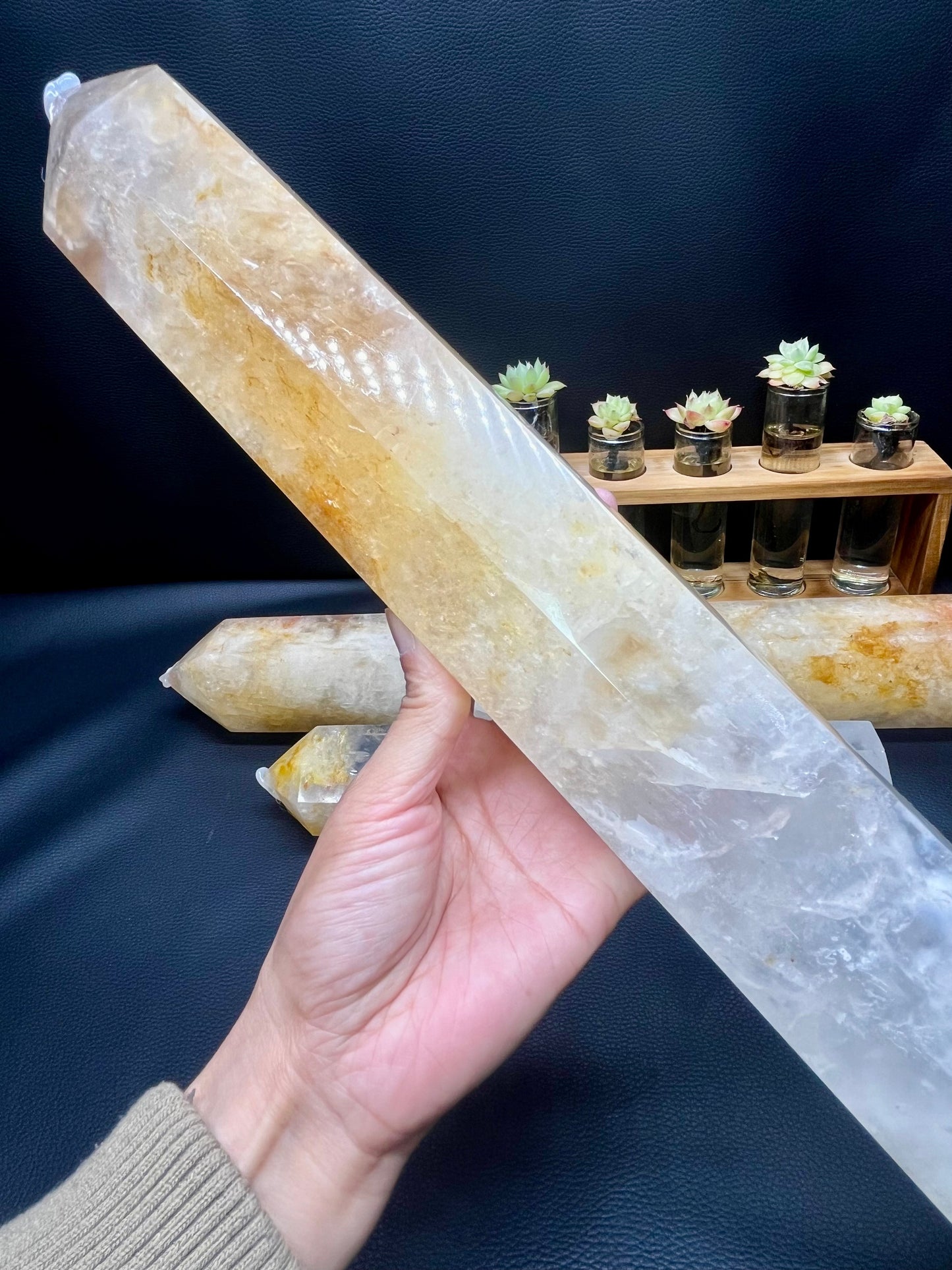 5A 2240G   Super transparent red-yellow healing crystal big column