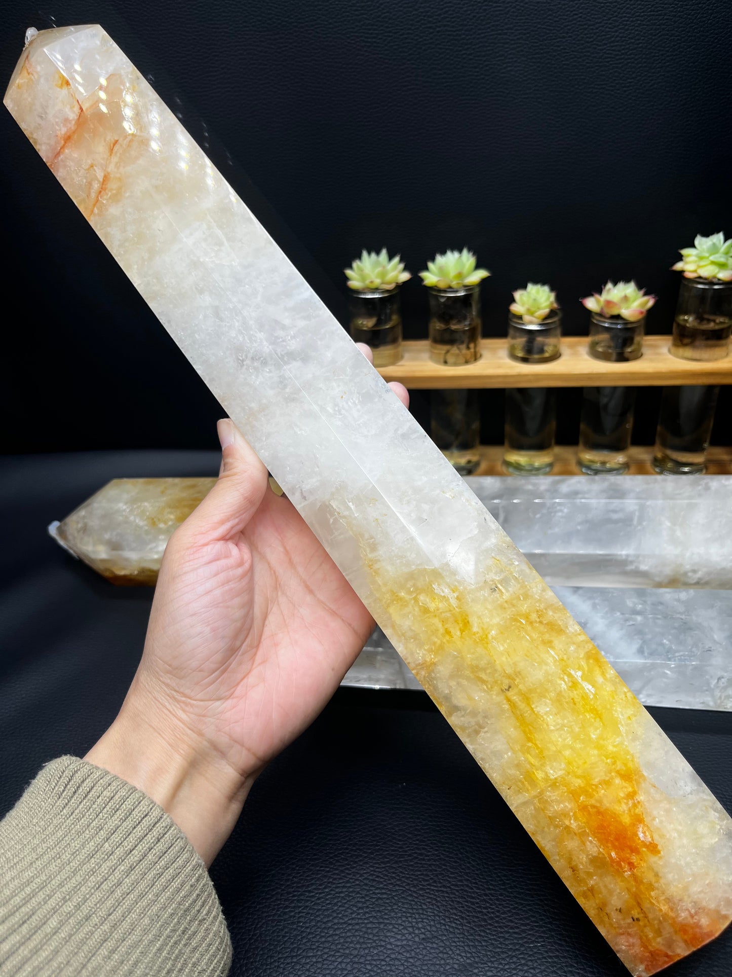 5A 2240G   Super transparent red-yellow healing crystal big column